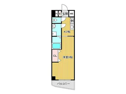 JR久大本線 久留米大学前駅 徒歩14分 4階建 築26年(1K/2階)の間取り写真