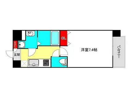 大阪メトロ御堂筋線 昭和町駅(大阪) 徒歩3分 7階建 築2年(1K/3階)の間取り写真