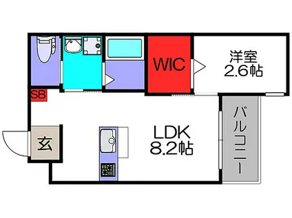 リアコート北田辺(1LDK/3階)の間取り写真