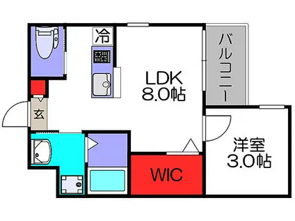 リアコート北田辺(1LDK/2階)の間取り写真