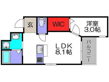 リアコート北田辺(1LDK/1階)の間取り写真