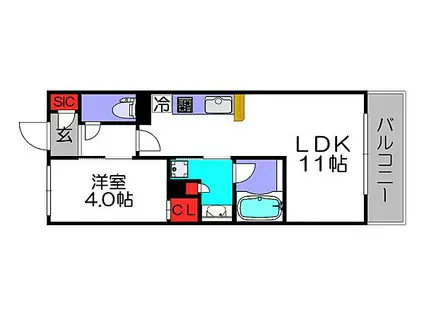 PHOERME TENNOJI イースト(1LDK/9階)の間取り写真