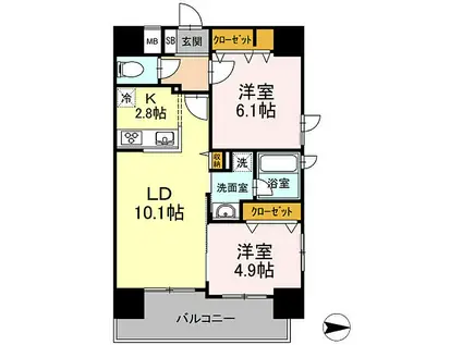 D-ROOM早稲田(2LDK/11階)の間取り写真