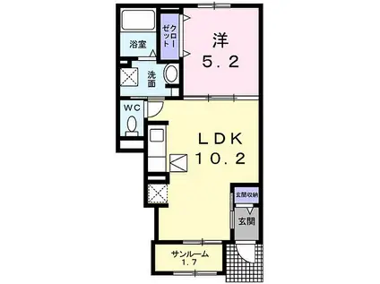 ニューアメニティー太子(1LDK/1階)の間取り写真