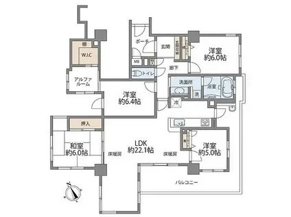 アルファステイツ南新在家(4LDK/6階)の間取り写真