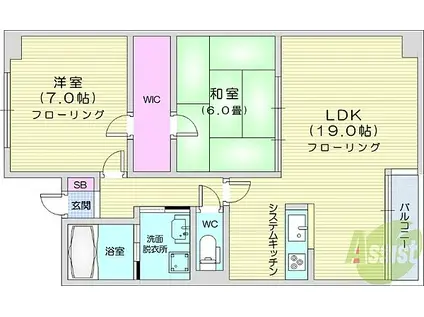 サンクレスト原町(2LDK/7階)の間取り写真