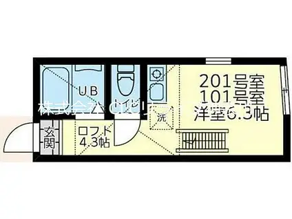 ユナイト六浦パトリスの杜(ワンルーム/2階)の間取り写真