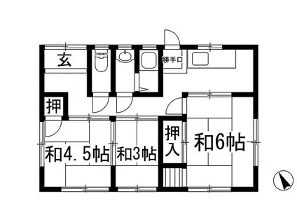 阪急伊丹線 稲野駅 徒歩15分 1階建 築56年(3K)の間取り写真
