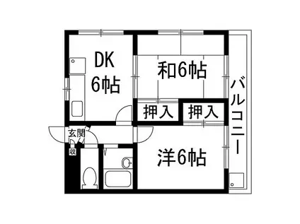 福山ハイツ(2DK/2階)の間取り写真