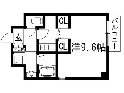 ONLYONE川西小戸(ワンルーム/7階)の間取り写真