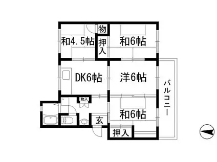 阪急宝塚本線 川西能勢口駅 バス乗車時間：18分 清和台南バス停で下車 徒歩3分 5階建 築50年(4DK/3階)の間取り写真