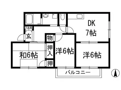 多田壱番館(3DK/2階)の間取り写真