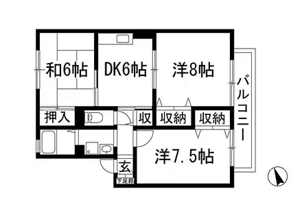 ソレーユ萩原A棟(3DK/2階)の間取り写真