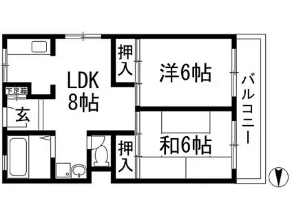 大三マンション(2LDK/4階)の間取り写真