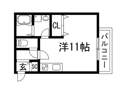 ガーデン花屋敷(ワンルーム/2階)の間取り写真