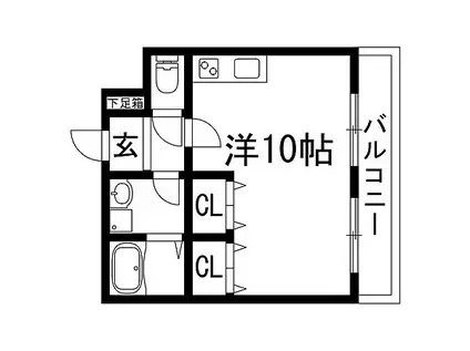 ガーデン花屋敷(ワンルーム/2階)の間取り写真