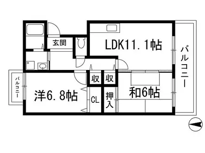 ベリオ豊島野(2LDK/2階)の間取り写真