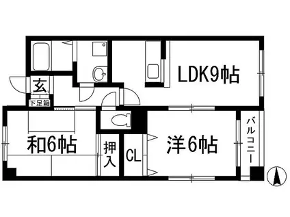 コートハウス神田(2LDK/1階)の間取り写真