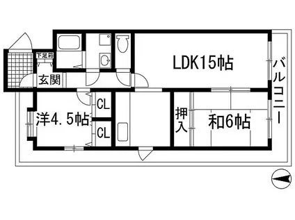 ルミエール花屋敷(2LDK/1階)の間取り写真