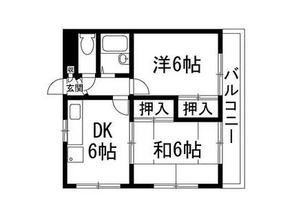 福山ハイツ(2DK/1階)の間取り写真