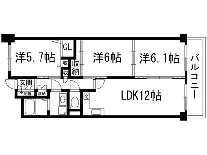 プレミールソシア(3LDK/4階)の間取り写真