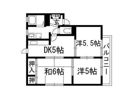 榎木ハイツA(3DK/2階)の間取り写真