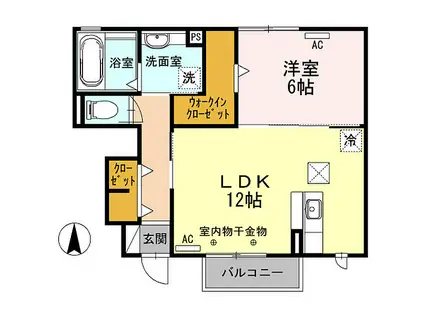 アバンティ小土(1LDK/1階)の間取り写真