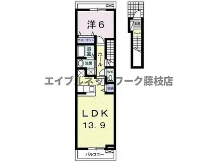 かいがん(1LDK/2階)の間取り写真