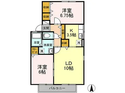 ファミールA(2LDK/2階)の間取り写真