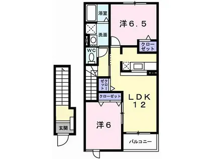 JR播但線 鶴居駅 徒歩15分 2階建 築17年(2LDK/2階)の間取り写真