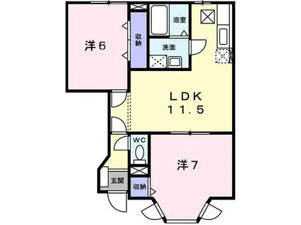 JR東海道・山陽本線 網干駅 徒歩16分 2階建 築24年(2LDK/1階)の間取り写真