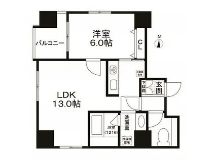 エスペランサK錦糸町(1LDK/6階)の間取り写真