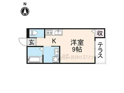 近鉄奈良線 富雄駅 徒歩3分 3階建 築1年(ワンルーム/1階)の間取り写真