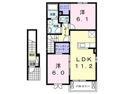 JR宇野線 常山駅 徒歩5分 2階建 築11年(2LDK/2階)の間取り写真