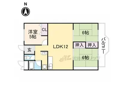 近鉄生駒線 南生駒駅 徒歩6分 4階建 築42年(3LDK/3階)の間取り写真