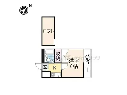 近鉄奈良線 生駒駅 徒歩8分 3階建 築34年(1K/2階)の間取り写真