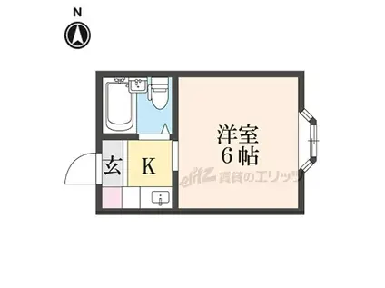 近鉄奈良線 東生駒駅 徒歩7分 3階建 築32年(1K/1階)の間取り写真