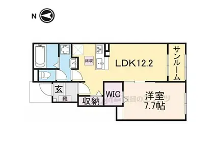 JR桜井線 京終駅 徒歩18分 2階建 新築(1LDK/1階)の間取り写真