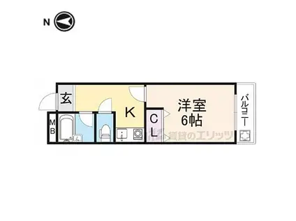 JR関西本線 奈良駅 徒歩4分 6階建 築36年(1K/6階)の間取り写真