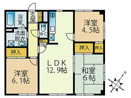 あぐりハイム(3LDK/2階)の間取り写真