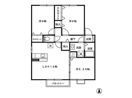 グランモア三苫I(3LDK/2階)の間取り写真