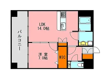 ピュアドーム箱崎ステーション(1LDK/12階)の間取り写真