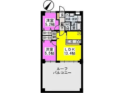 ビザビランド(2LDK/2階)の間取り写真