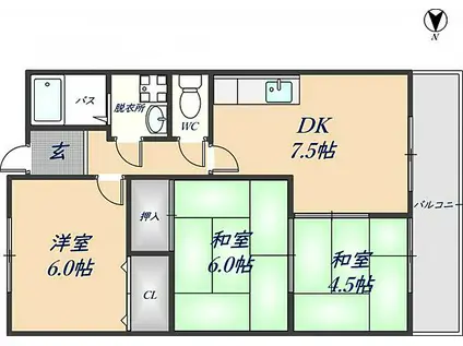 松岡マンションII(3DK/3階)の間取り写真