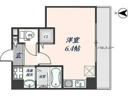 C.REST八尾(ワンルーム/6階)の間取り写真