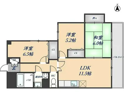 コルティーレ緑ヶ丘(3LDK/4階)の間取り写真