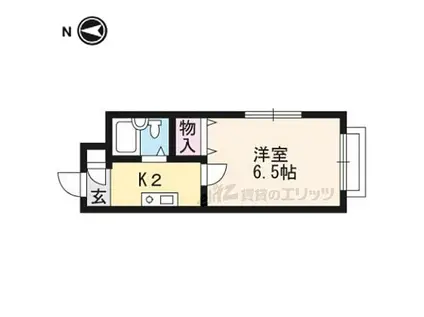 叡山電鉄鞍馬線 市原駅 徒歩4分 2階建 築31年(1K/1階)の間取り写真