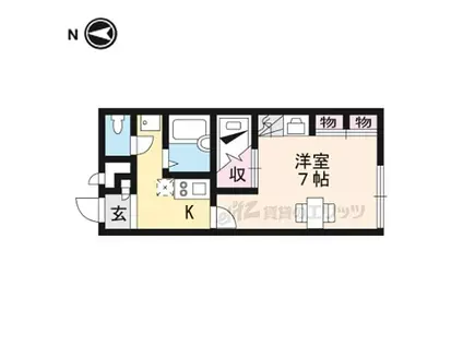 レオパレスクレインコート横田(1K/1階)の間取り写真
