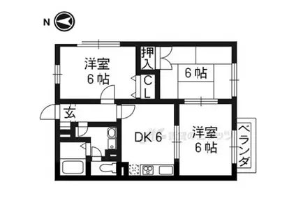 カーサビアーレ(3DK/2階)の間取り写真