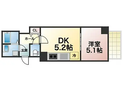 大阪メトロ四つ橋線 花園町駅 徒歩6分 12階建 築2年(1DK/7階)の間取り写真